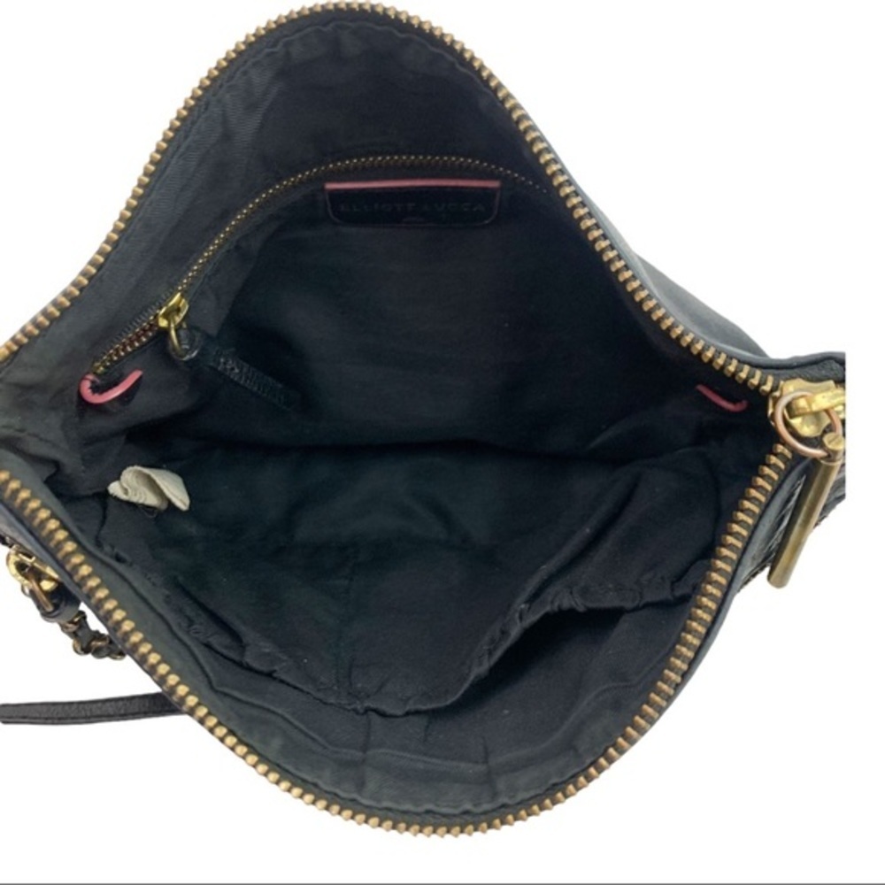 Elliot Luca Black Gold Leather Chain Crossbody Purse Women’s - Picture 13 of 15